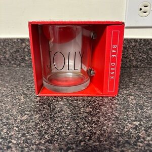 Rae Dunn Christmas Jolly Clear Glass Mug